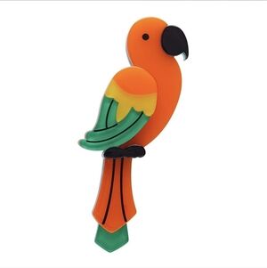 NWOT Erstwilder 'Pancha's Parrot' Brooch Made Of Acrylic Resin 3"